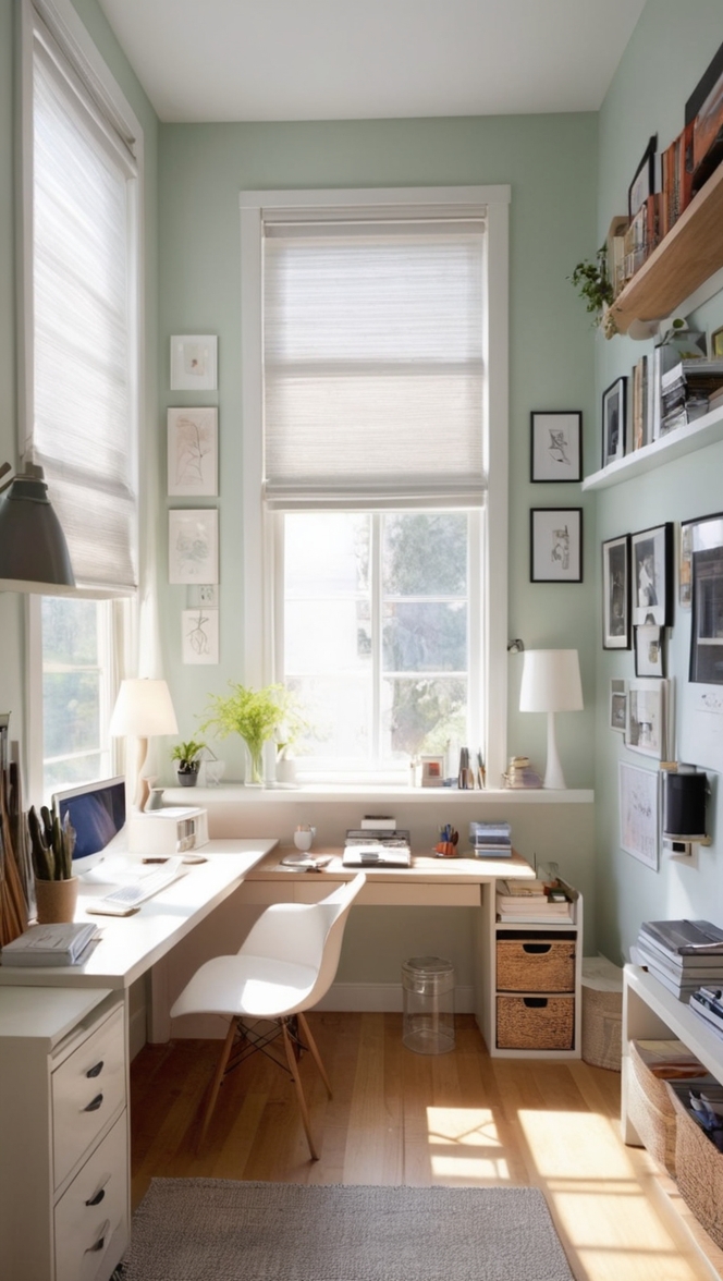 home office decor, small home office ideas, compact home office, office space organization, work from home setup