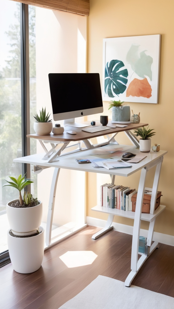 standing desk, ergonomic chair, adjustable desk, workspace organization, productivity tools