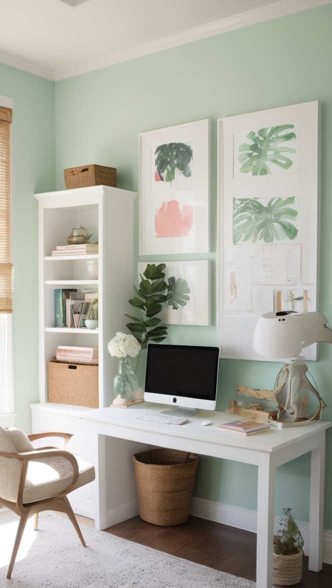 home office furniture, home office organization, office desk setup, small home office design, dual desk home office