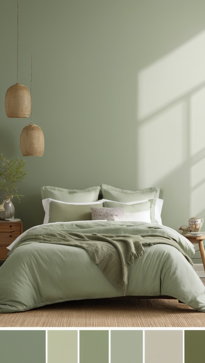 sage green paint, sage green decor, sage green bedding, sage green walls, sage green furniture