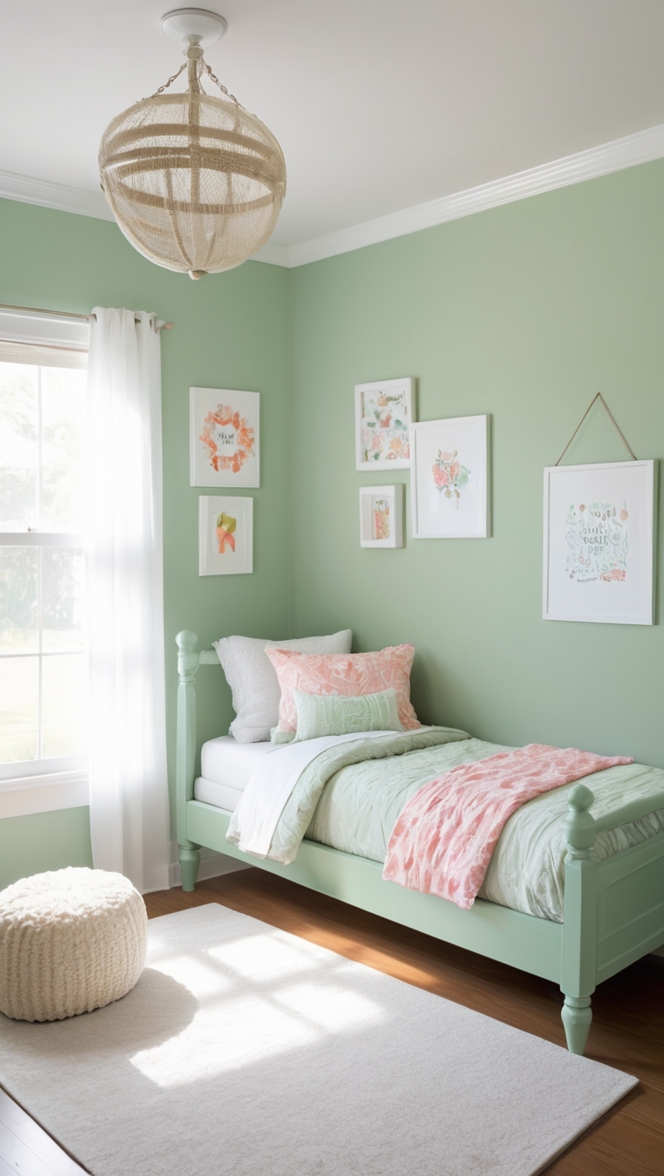 sage green girl bedroom decor, sage green girls room ideas, sage green bedroom design, sage green wall decor, sage green girl nursery