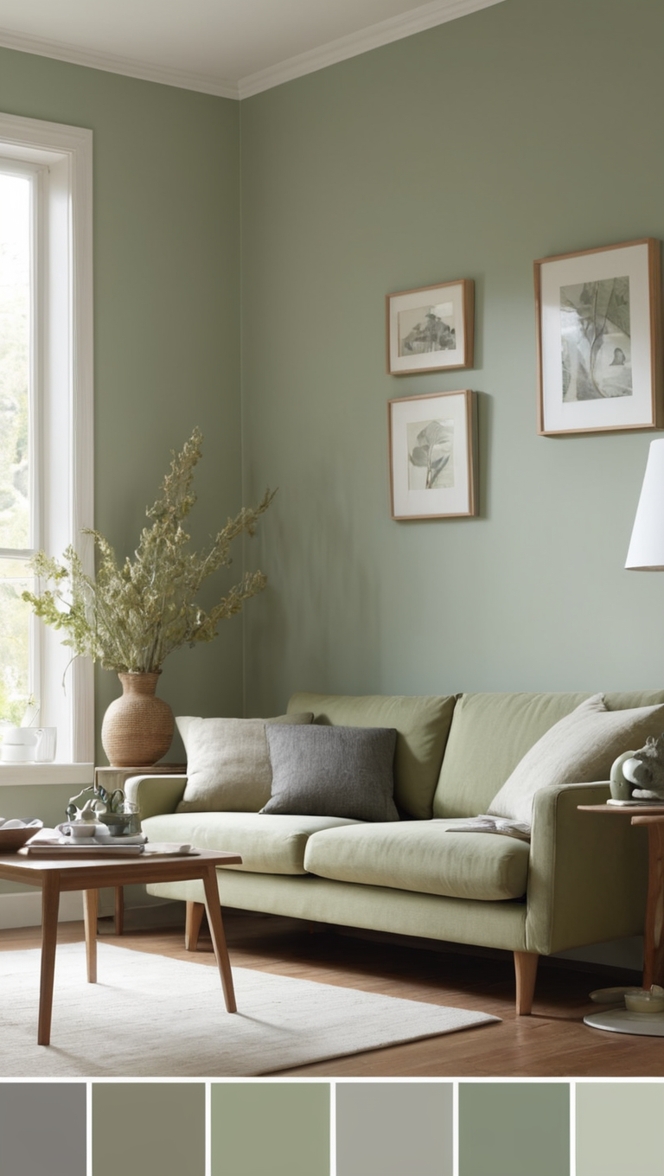 sage green paint, gray living room ideas, sage green decor, grey and green interior design, green and gray color scheme