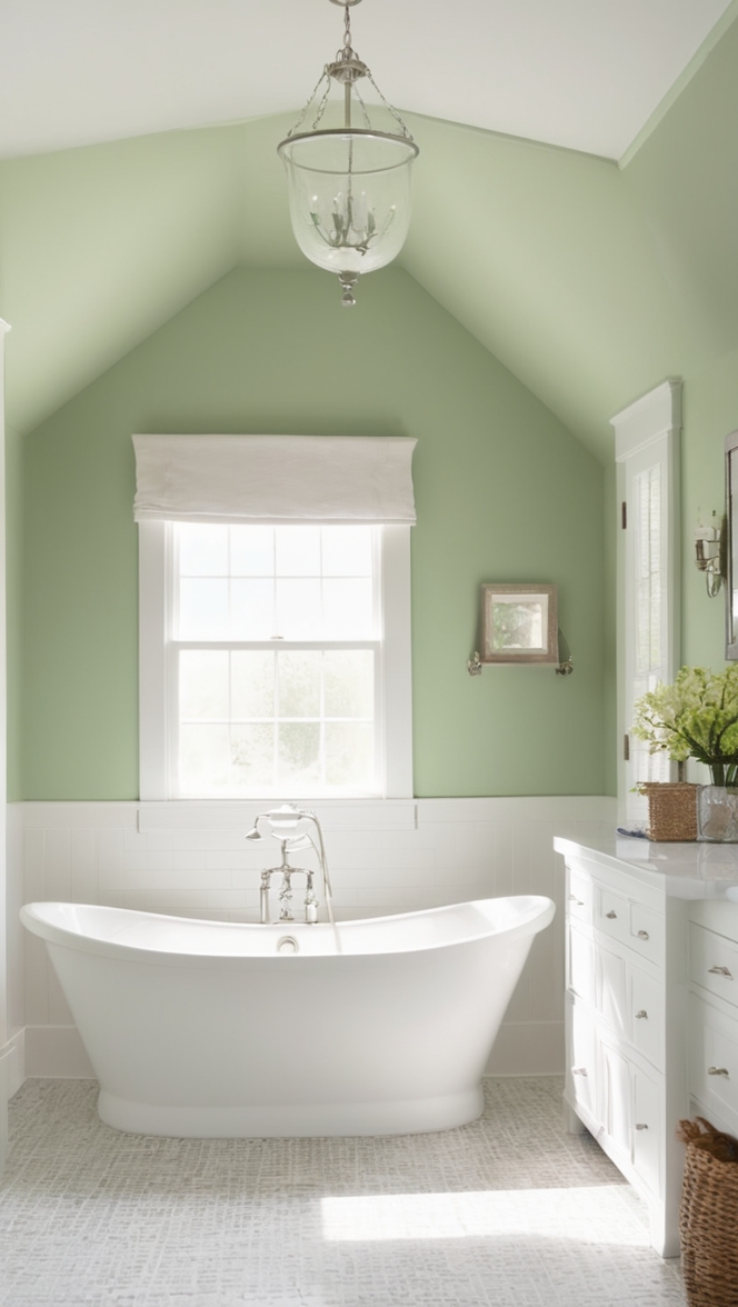 bathroom renovation, white bathroom design, green bathroom decor, modern bathroom style, luxury bathroom ideas